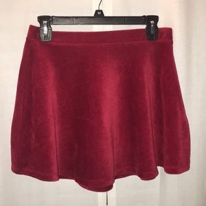 red corduroy mini skirt